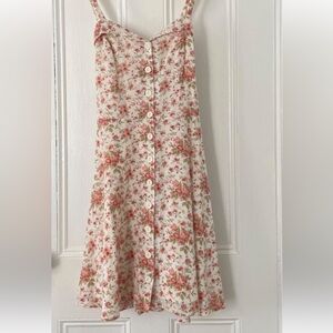 Lucky Brand Large Floral Button-Down Dress - Cream and Pink
